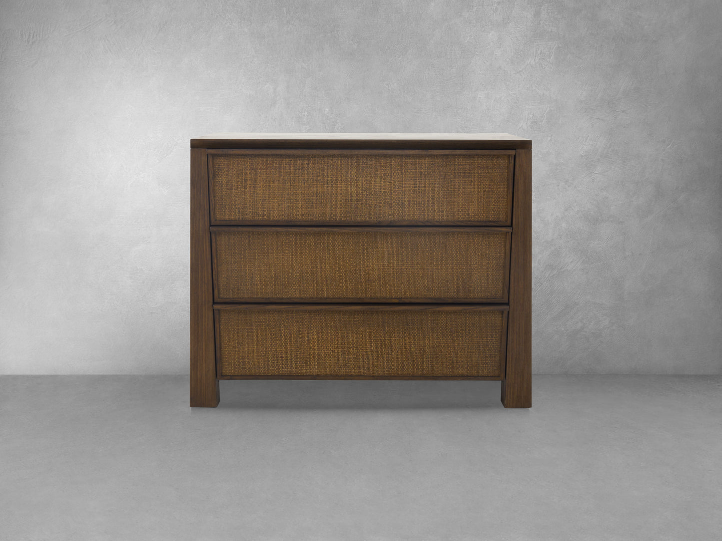 JoJo Fletcher Sawyer Oak & Grasscloth 3-Drawer Nightstand, Brown