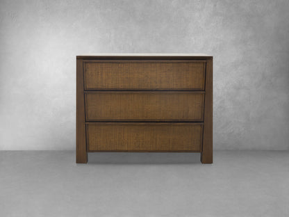 JoJo Fletcher Sawyer Oak & Grasscloth 3-Drawer Nightstand, Brown