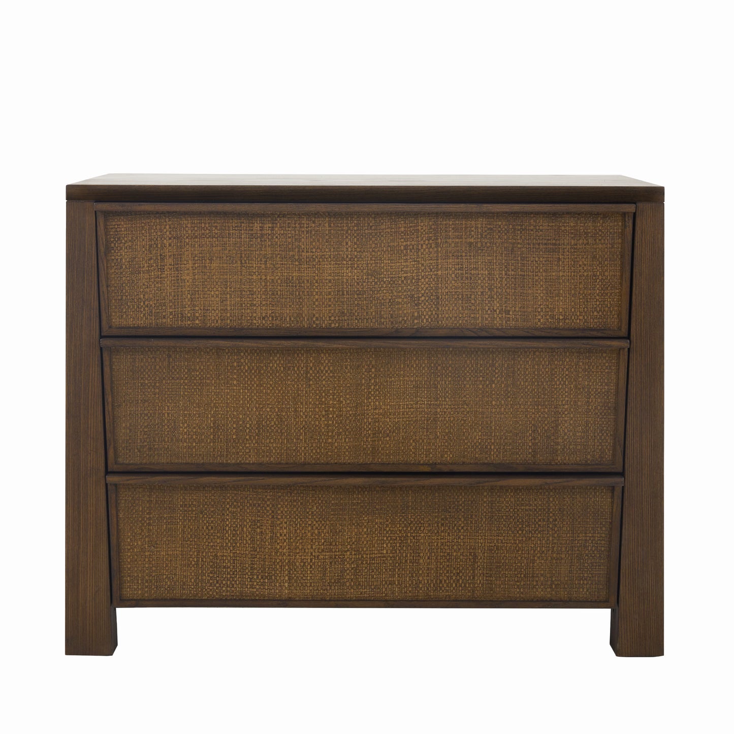 JoJo Fletcher Sawyer Oak & Grasscloth 3-Drawer Nightstand, Brown