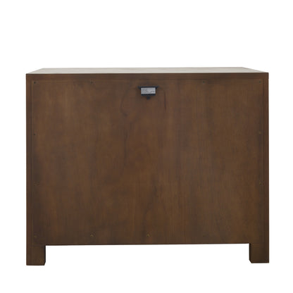 JoJo Fletcher Sawyer Oak & Grasscloth 3-Drawer Nightstand, Brown