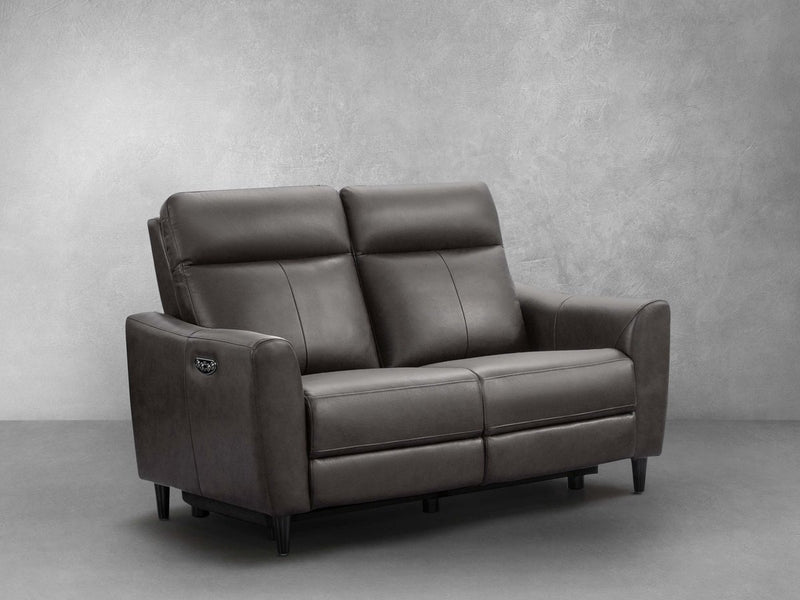 Tomasino Leather Power Reclining Loveseat with Power Headrest
