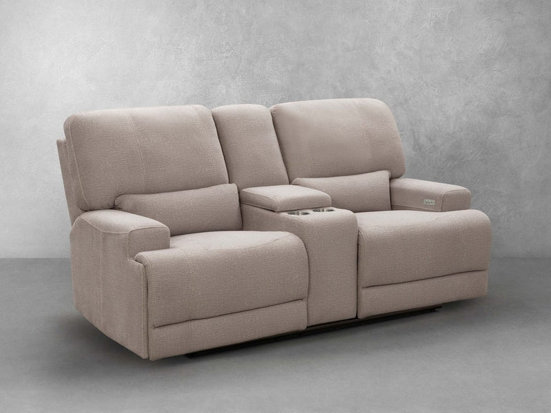 Trevita Fabric Power Reclining Console Loveseat
