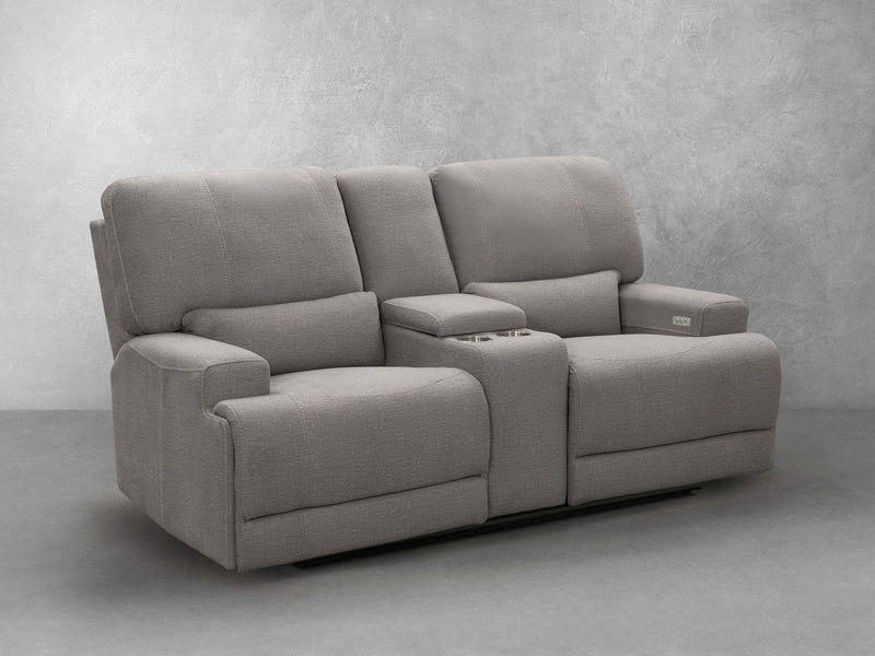 Trevita Fabric Power Reclining Console Loveseat