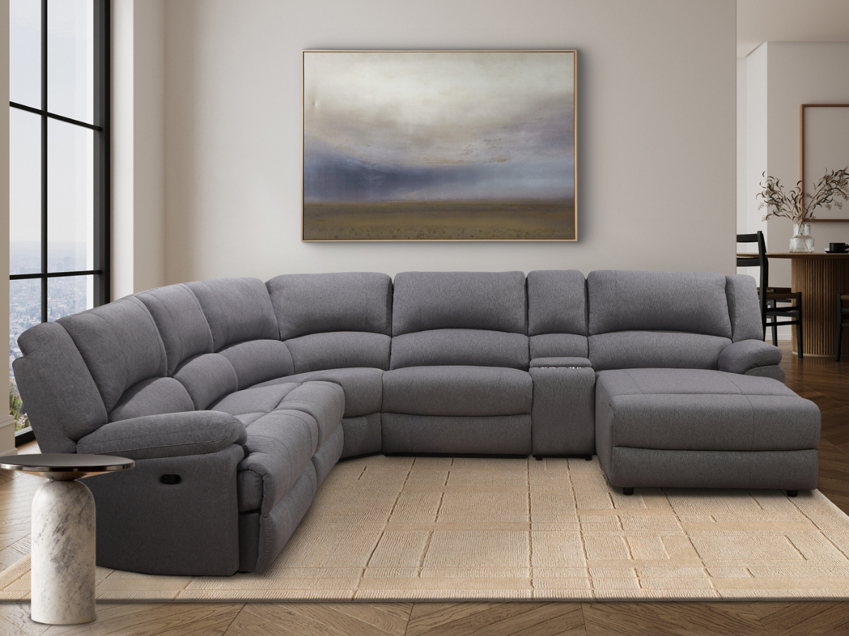 Fletcher Stain-Resistant Fabric Reclining 6 pc Sectional