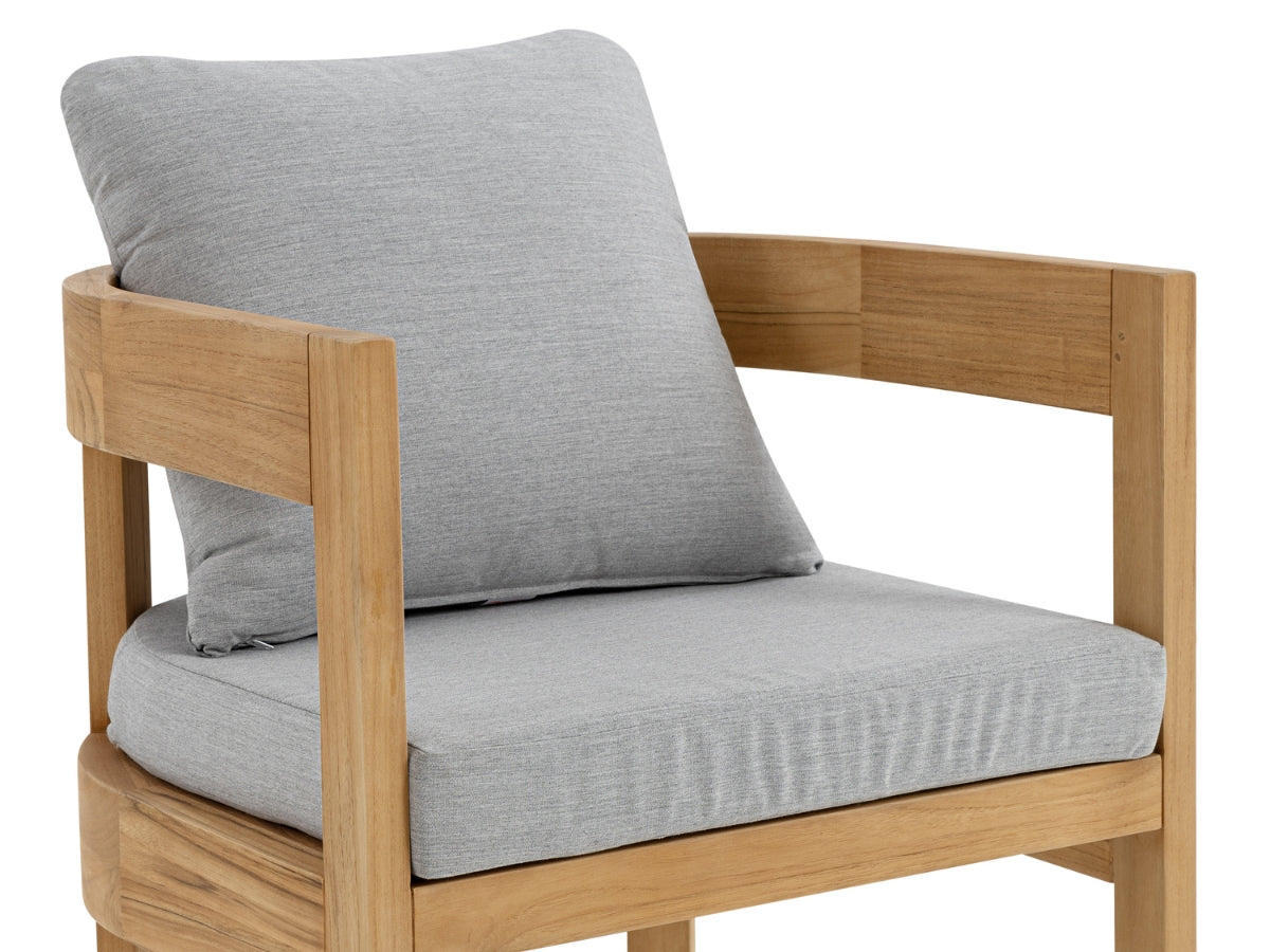 Santino® Outdoor Dining Chair (Set of 2) - Gray Fabric with Teak Frame
