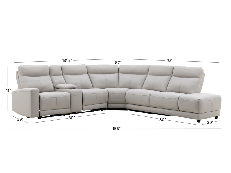 Kimmel Power Reclining Leather Sectional with Power Headrests