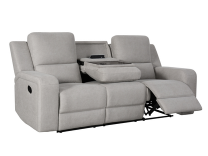 Margaret Fabric Manual Reclining Sofa with Console - Gray