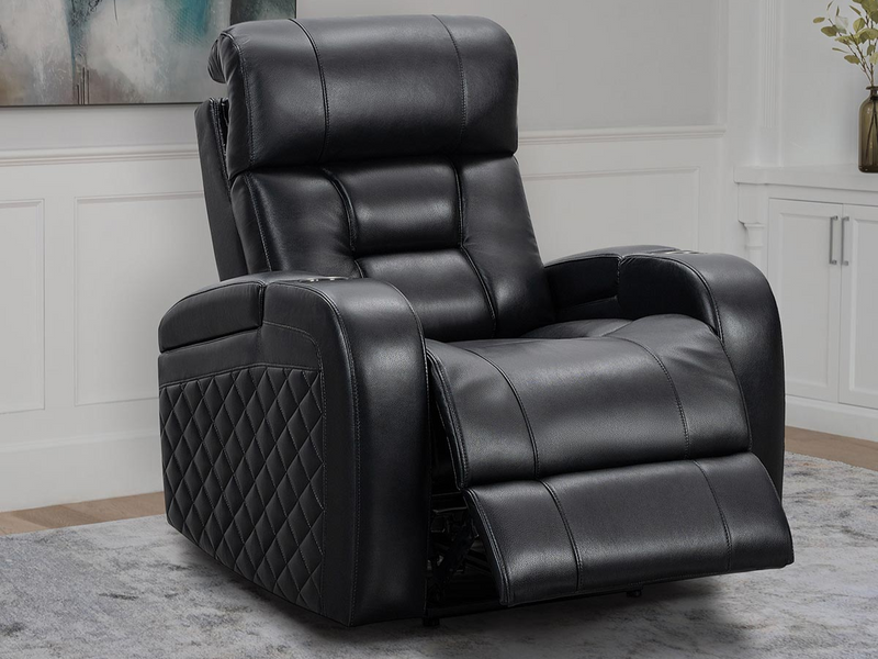 Leather online powered recliner