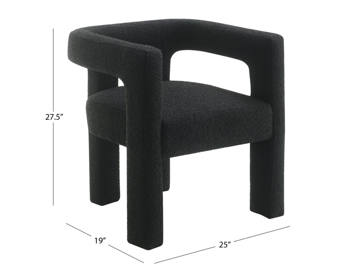 Mandy Bouclé Fabric Dining Chair - Black