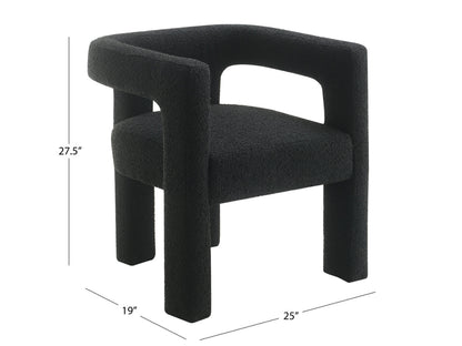 Mandy Bouclé Fabric Dining Chair - Black