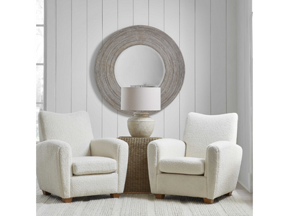 Abbyson Home Vega White Washed Round Mirror