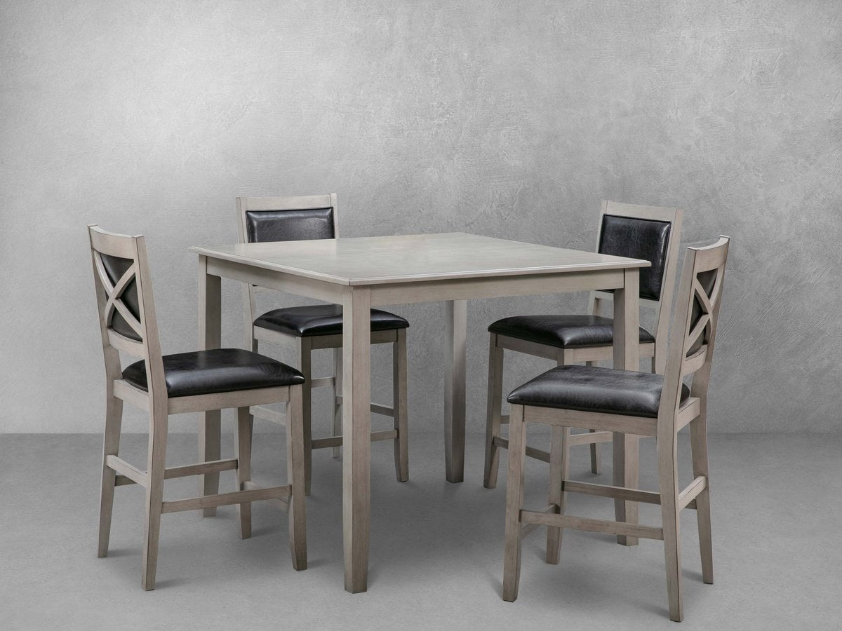 Walker 5-pc Wood Counter Height Dining Set - Gray