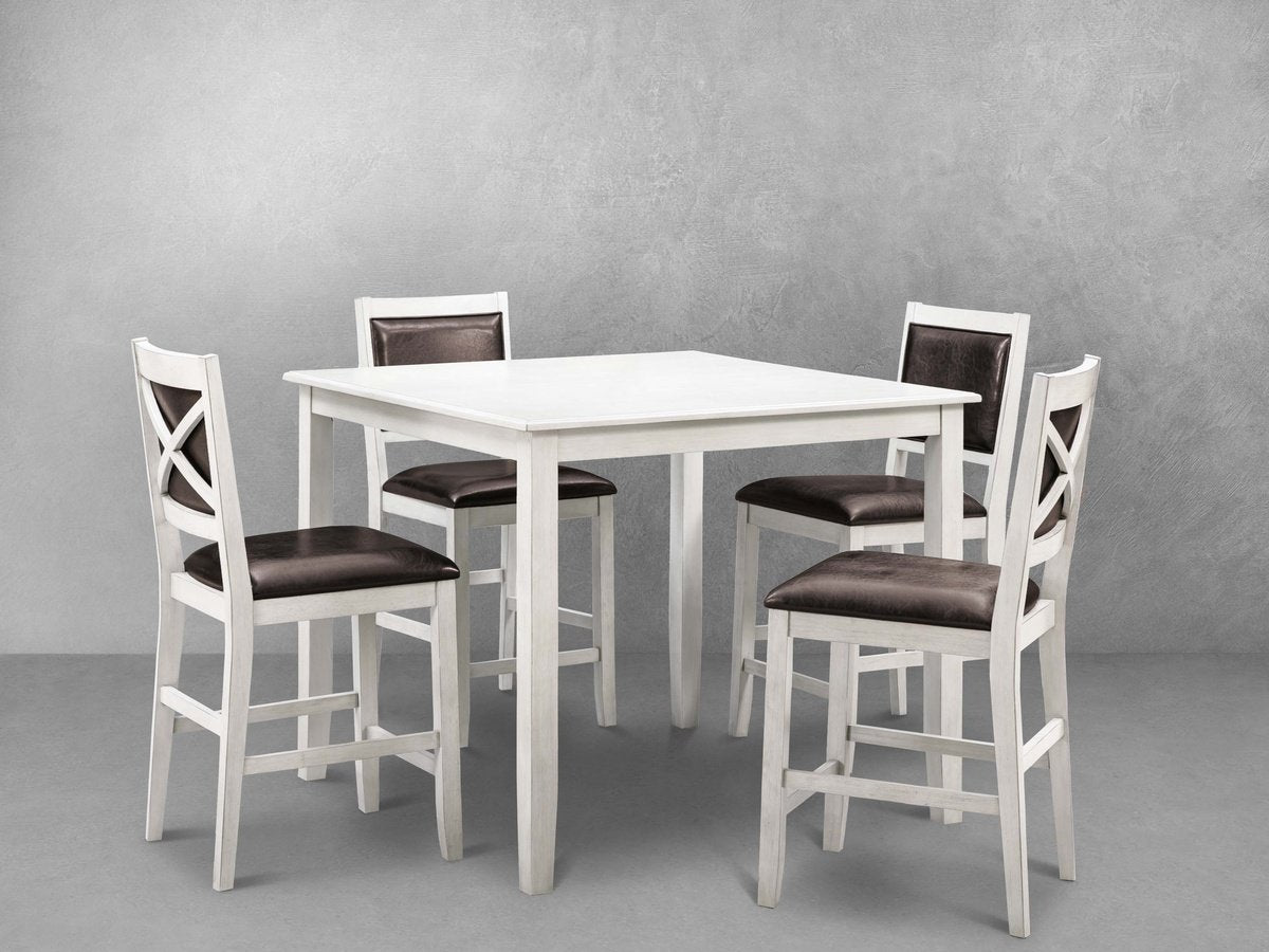 Walker 5-pc Wood Counter Height Dining Set - White