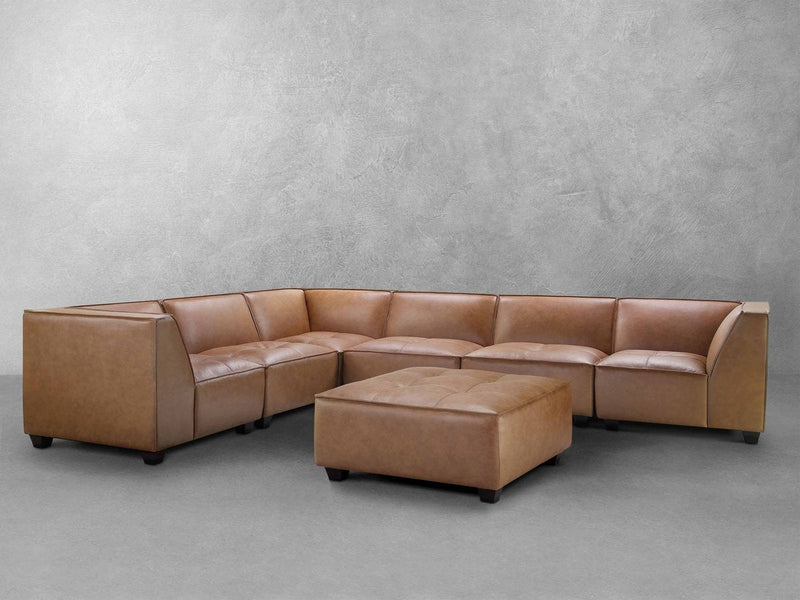 Wallingford 7-pc Modular Leather Sectional with Ottoman