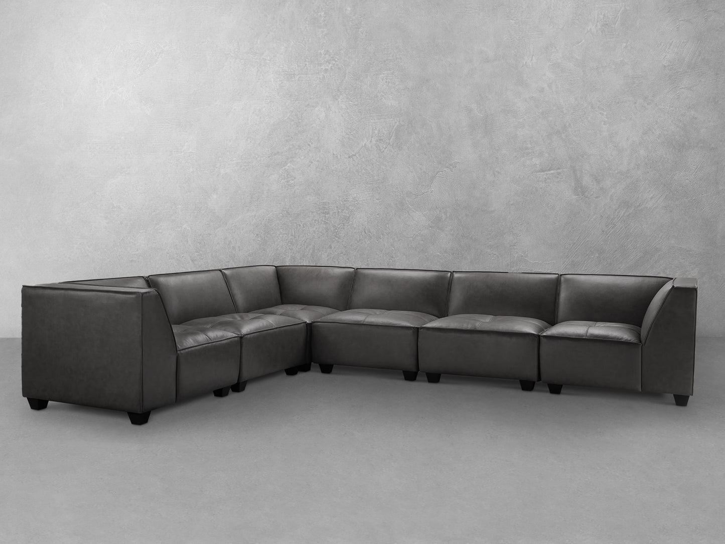 Wallingford 6-pc Modular Leather Sectional, Dark Gray