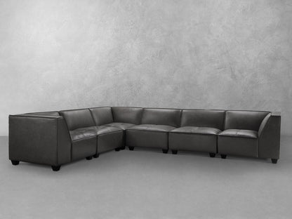 Wallingford 6-pc Modular Leather Sectional, Dark Gray