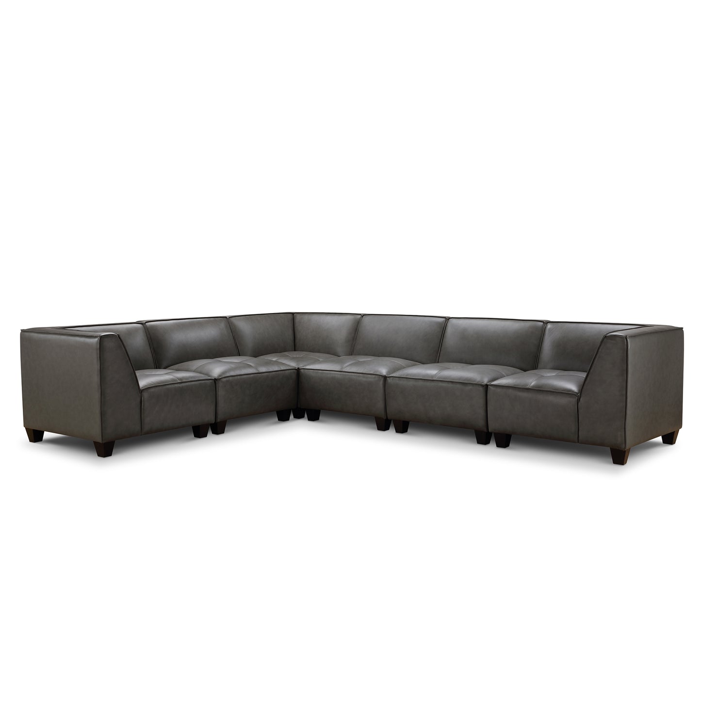Wallingford 6-pc Modular Leather Sectional, Dark Gray