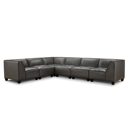 Wallingford 6-pc Modular Leather Sectional, Dark Gray