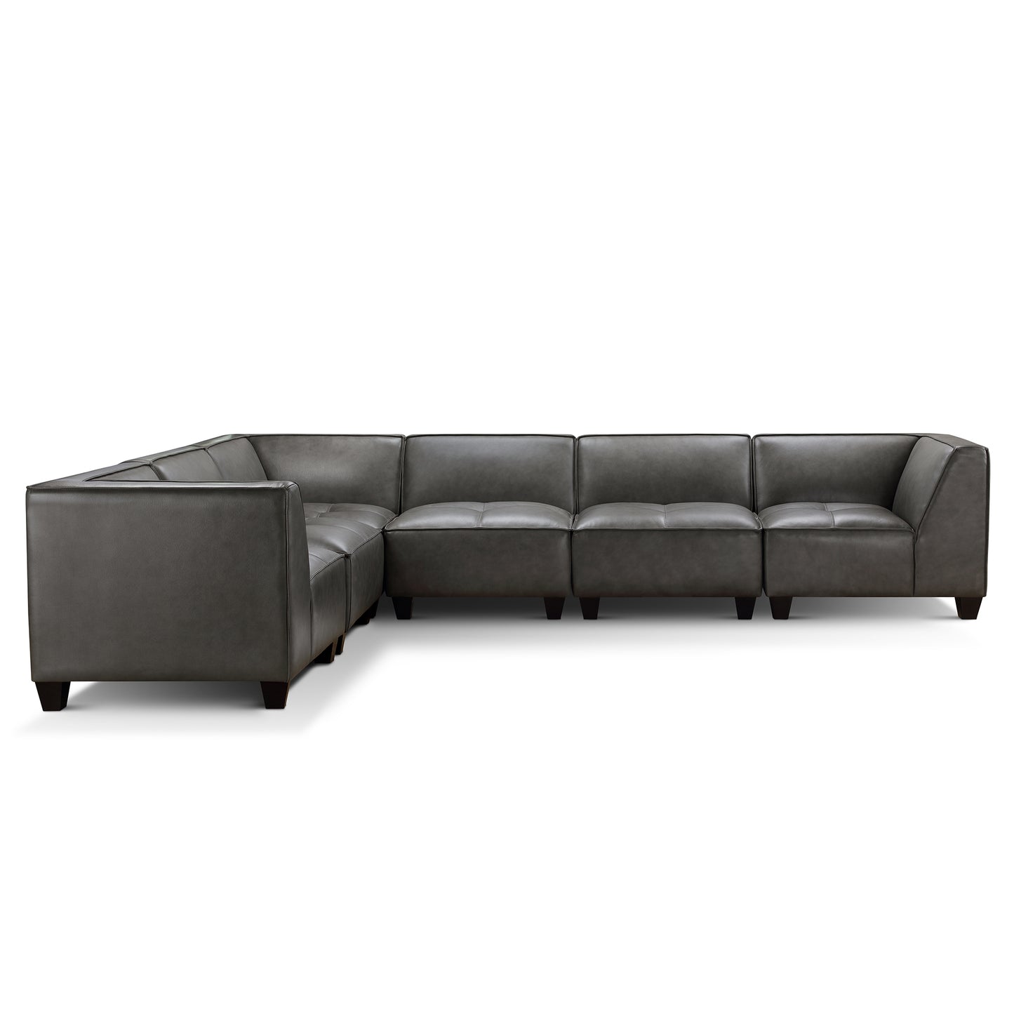 Wallingford 6-pc Modular Leather Sectional, Dark Gray
