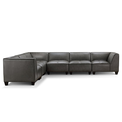Wallingford 6-pc Modular Leather Sectional, Dark Gray