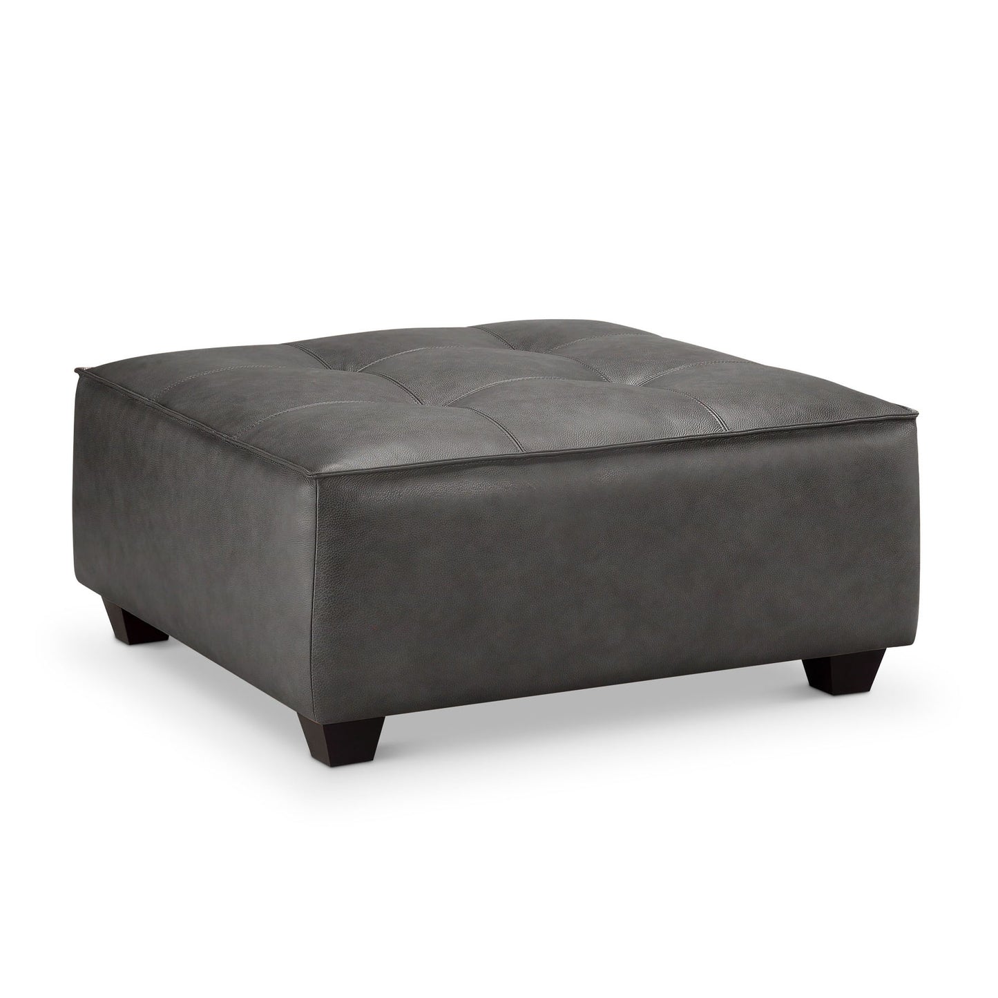 Wallingford Top Grain Leather Ottoman, Dark Gray
