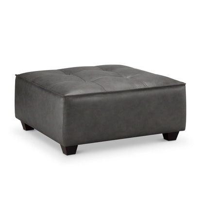 Wallingford Top Grain Leather Ottoman, Dark Gray