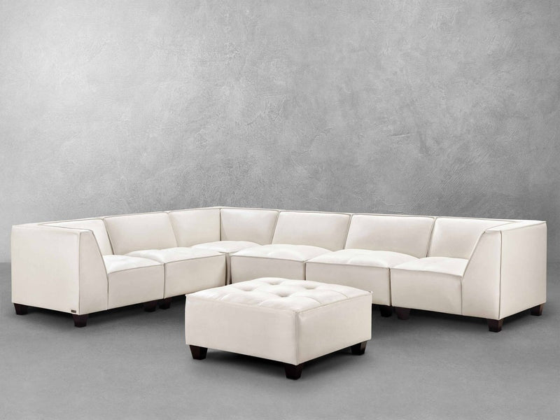 Wallingford 7-pc Modular Leather Sectional with Ottoman