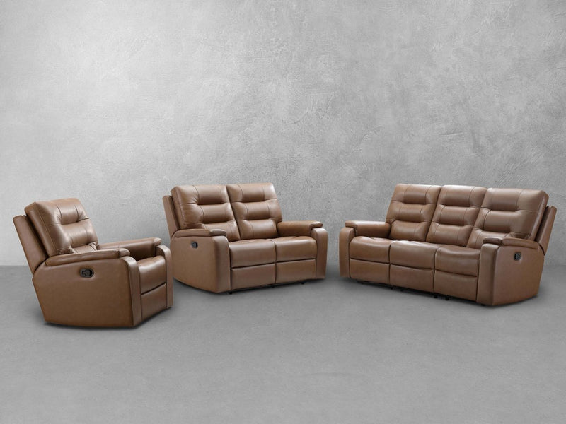 Waylen 3-pc Top-Grain Leather Manual Reclining Set