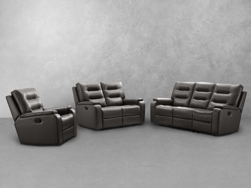 Waylen 3-pc Top-Grain Leather Manual Reclining Set
