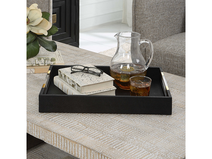 Abbyson Home Winnie Black Shagreen Tray