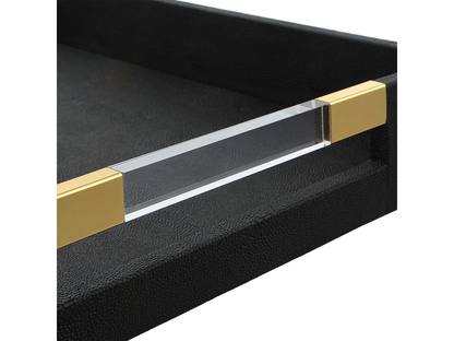Abbyson Home Winnie Black Shagreen Tray