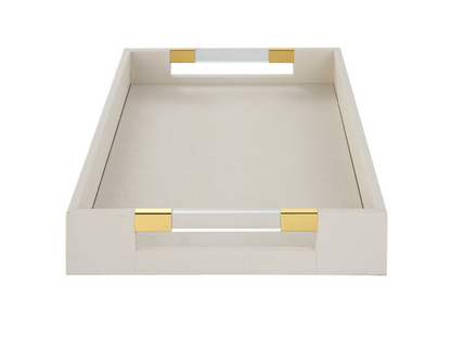 Abbyson Home Winnie White Shagreen Tray