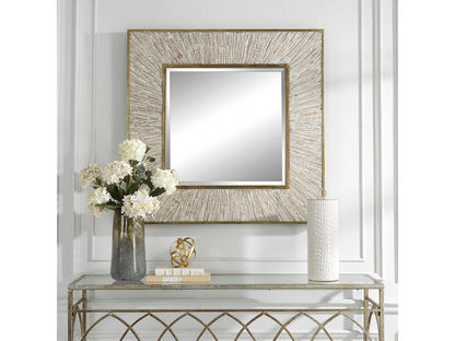 Abbyson Home Winnifred Whitewashed Square Mirror