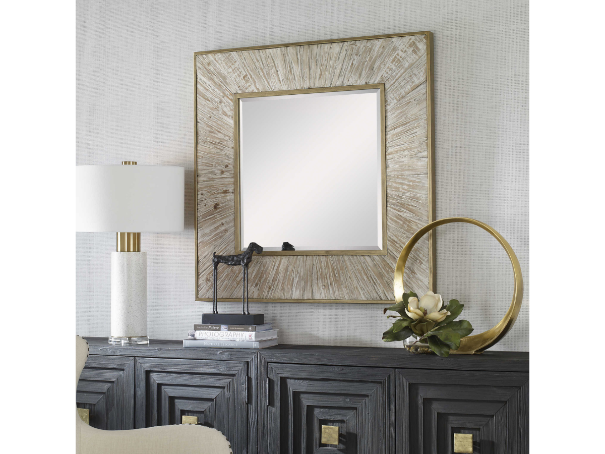 Abbyson Home Winnifred Whitewashed Square Mirror