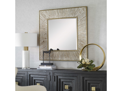 Abbyson Home Winnifred Whitewashed Square Mirror
