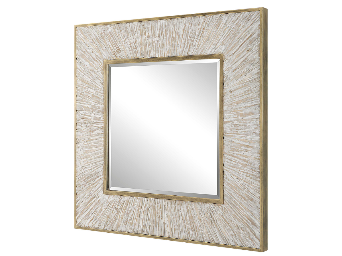 Abbyson Home Winnifred Whitewashed Square Mirror