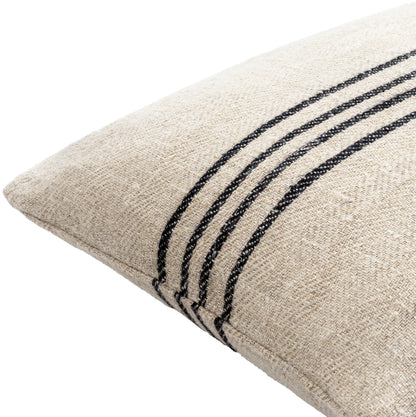 Becki Owens Brett Black Striped 22" x 22" Accent Pillow with Down Insert