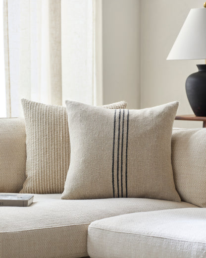 Becki Owens Brett Black Striped 22" x 22" Accent Pillow with Down Insert