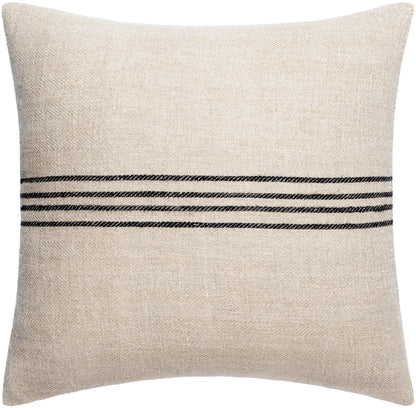 Becki Owens Brett Black Striped 22" x 22" Accent Pillow with Down Insert