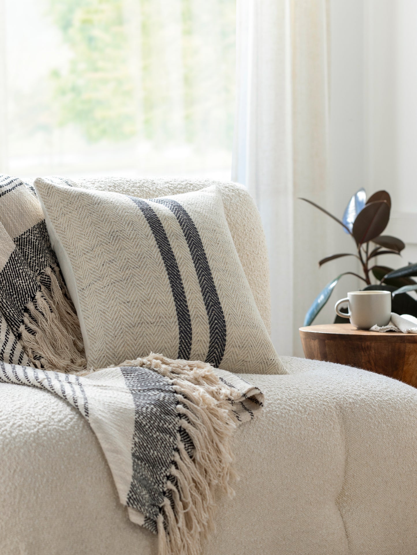 Becki Owens Brett Navy Striped 20" x 20" Accent Pillow, Cover Only