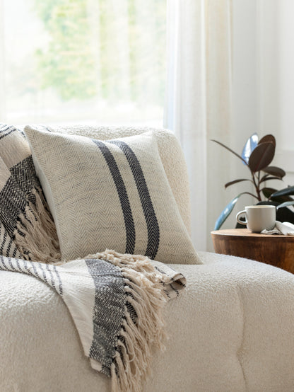 Becki Owens Brett Navy Striped 20" x 20" Accent Pillow, Cover Only