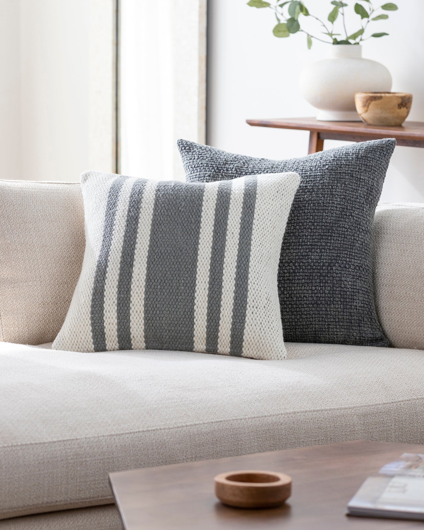 Becki Owens Brett Gray Multi-Striped 22" x 22" Accent Pillow, Cover Only
