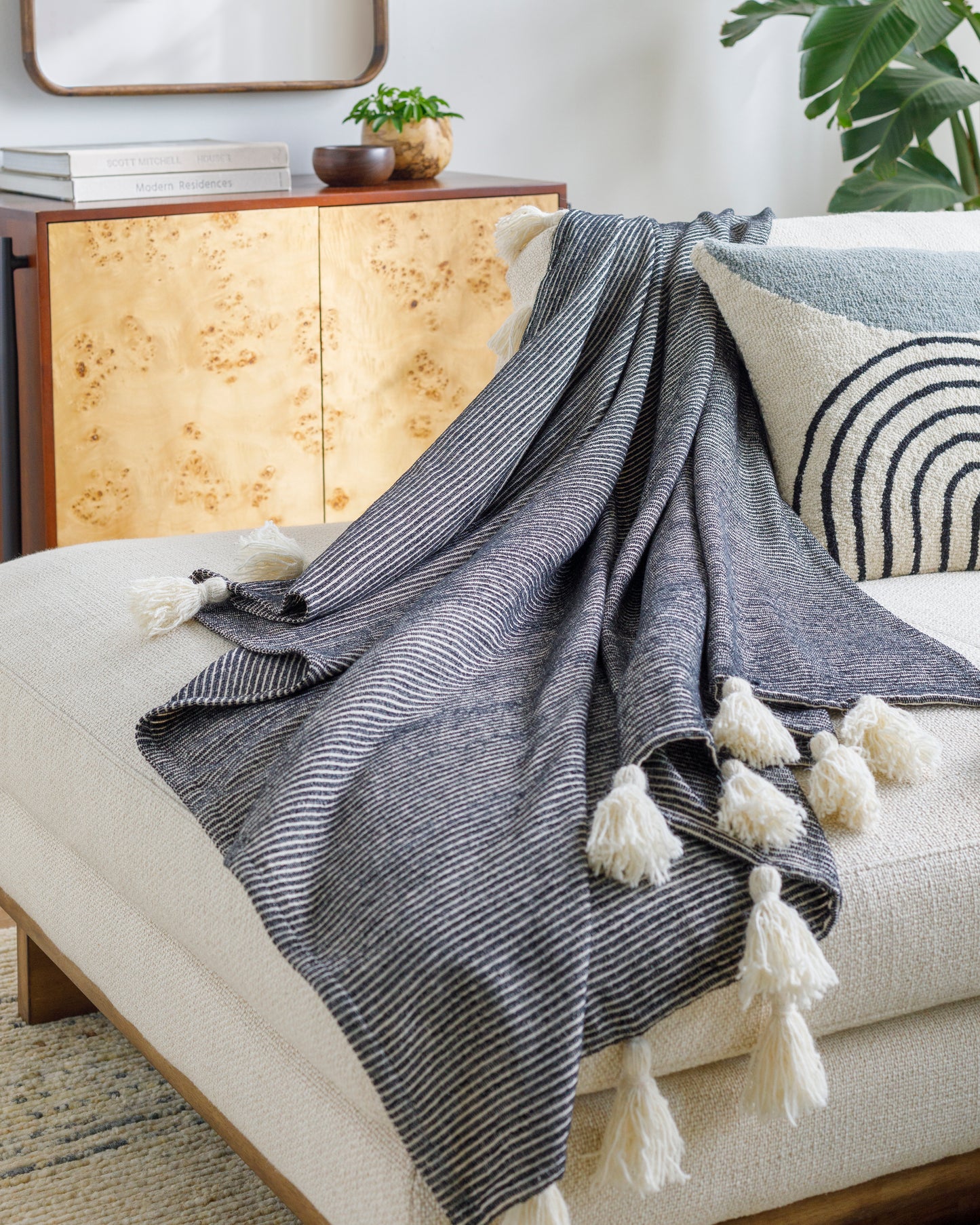Becki Owens Kapri Throw, Black & Light Beige