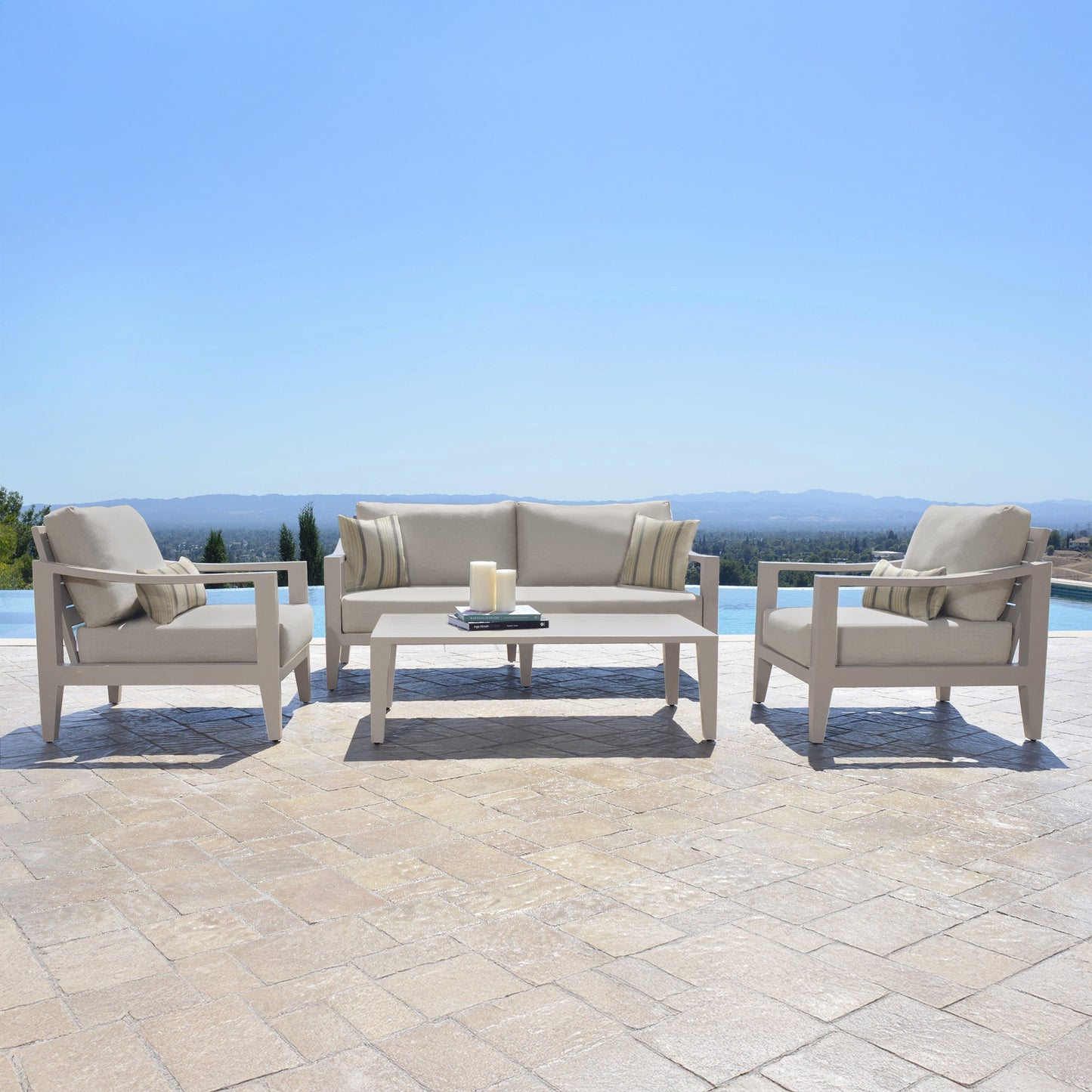 Hyland Hills 4-pc Outdoor Seating Set - Beige Aluminum