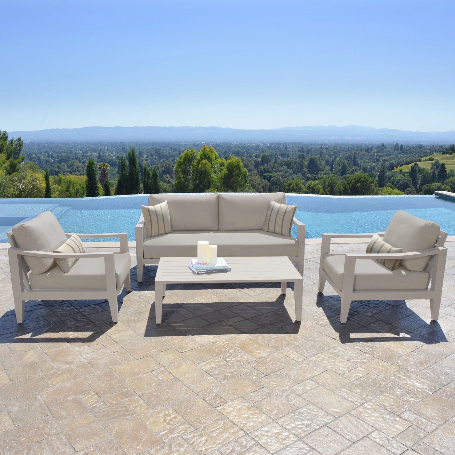 Hyland Hills 4-pc Outdoor Seating Set - Beige Aluminum