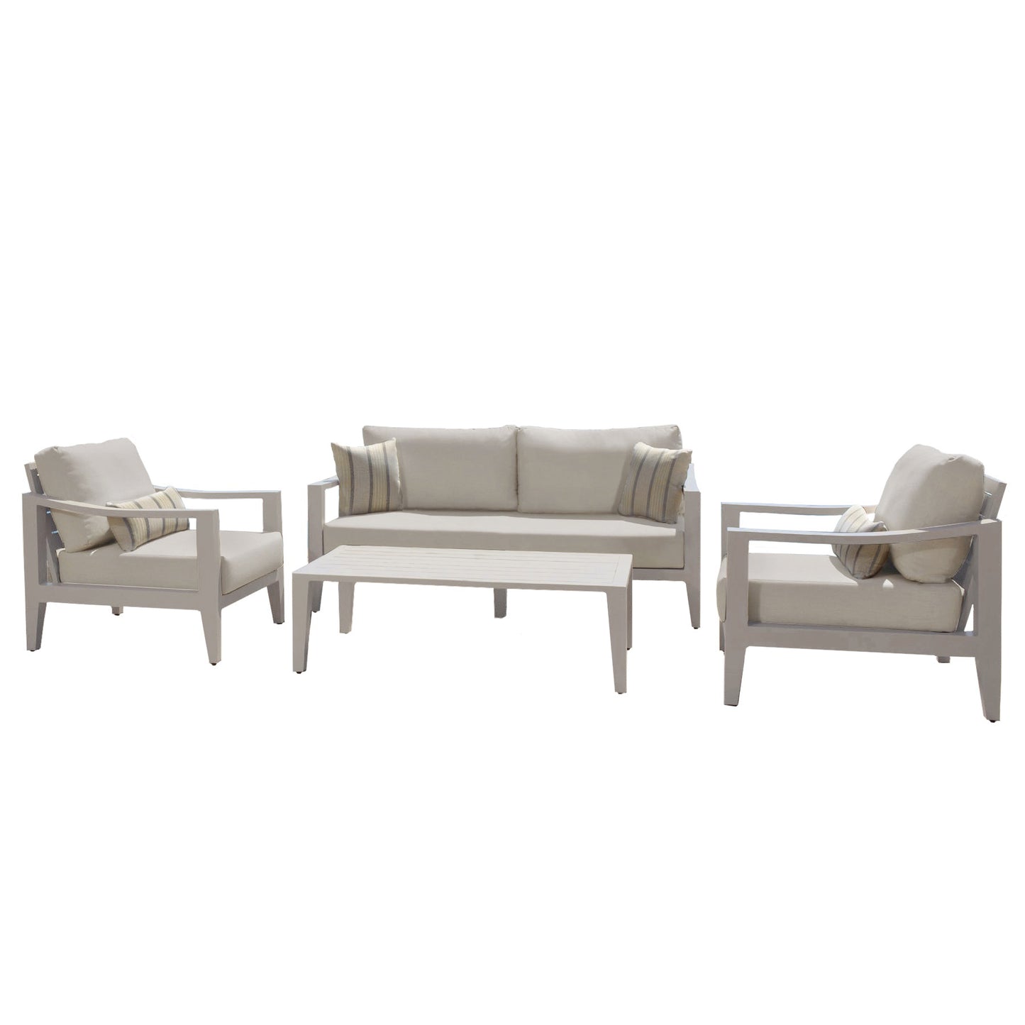 Hyland Hills 4-pc Outdoor Seating Set - Beige Aluminum