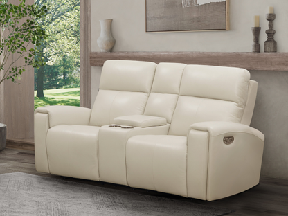 Keegan 2-pc Leather Power Reclining Sofa and Loveseat with Power Headrest