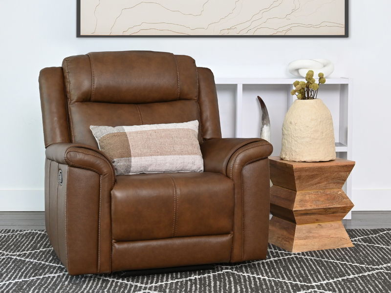 Gilmore 2-pc Leather Manual Reclining Sofa and Chair, Brown