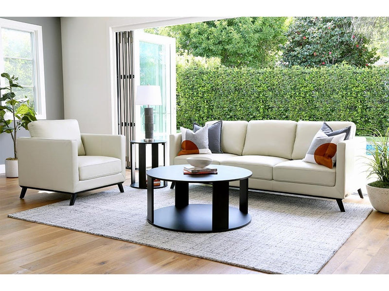 Woodstock Mid-Century Top Grain Leather Sofa and Chair Set
