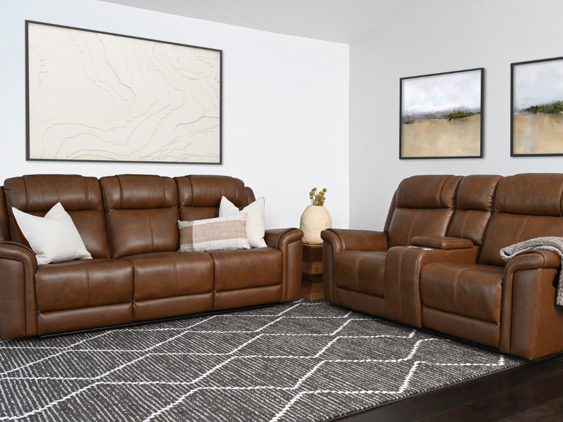Gilmore 2 pc Leather Manual Reclining Sofa and Loveseat Brown